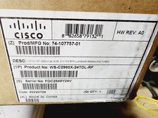 Cisco WS-C2960X-24TD-L Stackable Ethernet Switch 24-Ports Rack Mountable Black picture