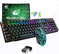 Rainbow LED Backlit Wireless Gaming Keyboard and Mouse Sets For PC PS4 Xbox one picture