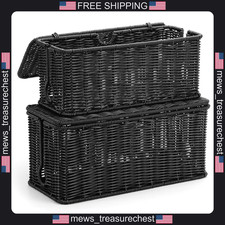 Rattan Cable Management Box Black for Power Strips, 2 Pack (M & L) picture