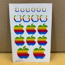 APPLE ___ Rare SHEET ___ Of 8 STICKERS ___ Apple Colorful Rainbow Logo ___ 1986 picture