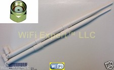White 2 x 9dBi RP-SMA WiFi Antennas 2.4 Ghz 5.8 Ghz Linksys D-Link Asus Netgear picture