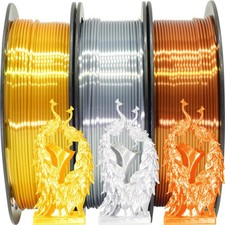 Shiny Silk Gold Silver Copper PLA Filament Bundle, 1.75mm 3D Printer Filament, E picture