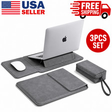 **15-16 Inch Laptop Sleeve Case PU Leather Adjustable Stand 3PCS Set MacBook PC* picture