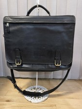 Coach Vintage Black Leather Briefcase Messenger Crossbody Laptop Bag Carry On picture