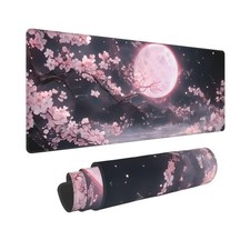 Cherry Blossom Pad Desk Mat, 31.5×11.8 Inch XL Large Gaming Desk Pad, Pink Mo... picture