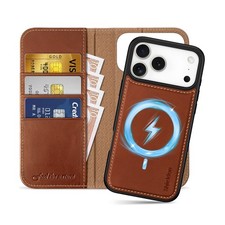 SHIELDON 2-in-1 Genuine Leather Case Wallet for iPhone 17 Pro Max 6.9