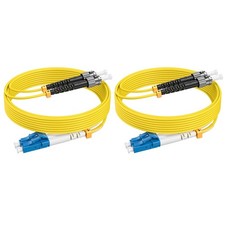 OS2 LC to ST Fiber Patch Cable 15ft 5m Single Mode Duplex LSZH 2 Pack picture