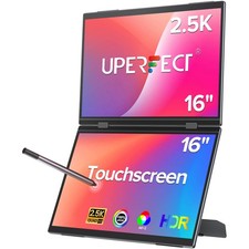 UPERFECT 16 Inch 2.5K Dual Monitor with Touch Pen 2560*1600 Auto Rotate Display picture