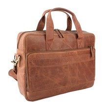 Large Capacity Vintage Brown Leather Laptop Briefcase for Men, Handmade Leather picture