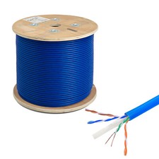Cat6A UTP 1000ft Bulk Ethernet Network Cable 10G 23AWG Solid Wire Riser Blue picture