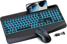 Wireless Keyboard and Mouse Combo,SABLUTE KM25Pro Rechargeable Backlit Ergonomic picture