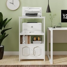 4 Tier Printer Stand File Cabinet w/Adjustable Open Shelves White Filling picture