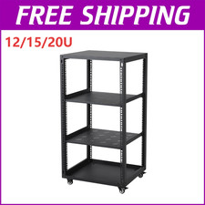 12 15U 20U Open Frame Server Rack Network Wall Mount Floor Standing 2x1U Shelves picture
