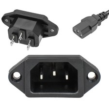 3 Pack Screw Mount 3 Pins Inlet Power Plug Socket Iec320 C14 Ac 250V 10A picture