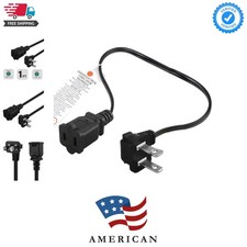 Short Extension Power Cable, Right Angled Polarized  2-Prong Male-Female | An... picture
