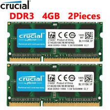 Crucial 8GB(2x 4GB) KIT DDR3 1066MHz PC3-8500 204-Pin 2Rx8 SODIMM Memory Ram  picture