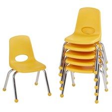 School Stack Chair 12 Inch Ball Glides Yellow 6 Pack Model 10359-YE picture