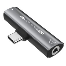 USB C Headphone Adapter, 2 in 1 C to 3.5mm Jack HiFi DAC Grey picture