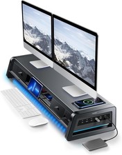 Dual Monitor Riser w/ USB Ports & Drawers picture
