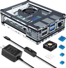 Miuzei Case for Raspberry Pi 4 with Fan 5V 3A Power Supply 4 Pcs Heatsinks picture