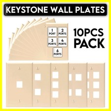 10 Pack Ivory Single Gang Wall Plate Cover Face Plate for Keystone Jack Insert picture