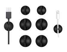 6 Pack Self Adhesive Silicone Cable Clips Cord Organizer Holders Black picture