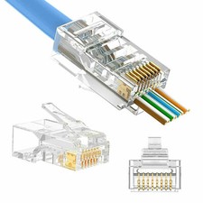 CAT6 EZ RJ45 Pass Through Modular Plug Network Cable Connector 8P8C 50-1000 Lot picture