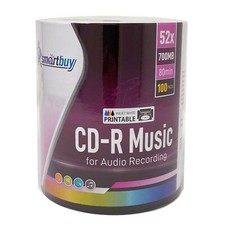 100 PK Smartbuy Digital Audio CD-R Music 80Min White Inkjet Printable Blank Disc picture