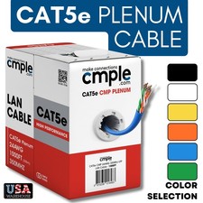 Cat5e CMP Ethernet Cable 1000ft Plenum Solid 24AWG UTP Fast Install Network picture