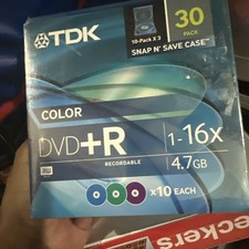 TDK DVD+R 30 Pack 4.7GB 16x Color Blank Media Sealed picture