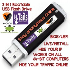 3-in-1 Boot USB Drive Discreete Linux, Kodachi,Tails HIDE YOUR INTERNET 