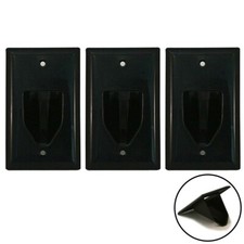 3x 1-Gang Recessed Low Voltage Wall Plate AV HDMI Cable Cord Feed Through Black picture