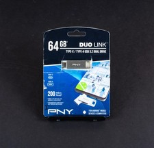 PNY Duo Link 64GB USB 3.2 Dual-Drive USB-C/USB-A Flash Drive 200MB/s Silver picture