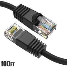 100FT Cat6 RJ45 Ethernet LAN Network UTP Snagless Patch Cable Pure Copper Black picture