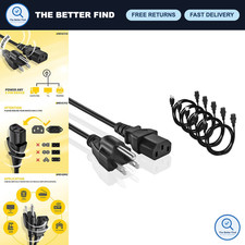 Universal 10ft Power Cord - 3 Prong AC Cable for PC, Monitor, Printer, Scanner - picture