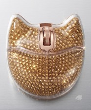 ytech Bling Cat Wireless Mouse Gold Rhinestone 2.4GHz USB Receiver NWT picture