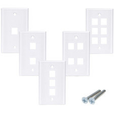 Keystone Wall Plate 1 2 3 4 6 Port Hole Jack RJ-45 Cat5 Cat6 White lot picture