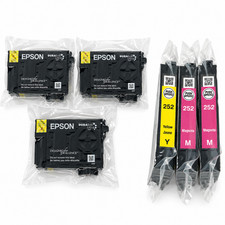 Genuine Epson 252 Ink Cartridges Lot of 3 Yellow Magenta OEM Sealed picture