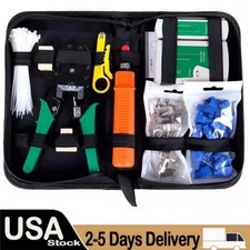 9 Piece RJ45 Crimping Tool Kit with Case CAT5/6 Lan Cable Network Tester Repair picture