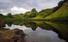 Landscape nature scotland skye hills reflection uk pond Custom Gaming Mat Desk picture