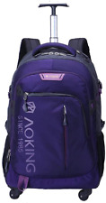 AOKING 20/22″Water Resistant Rolling Wheeled Backpack Laptop 22 inch, Purple  picture