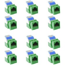 12x Cat5E RJ45 Network LAN Ethernet Keystone Jack Tool Less Snap In 8P8C Green picture