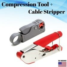RG58 RG59 RG6 Compression Tool + BNC RCA F Cable Stripper Crimper Coax Cable Kit picture