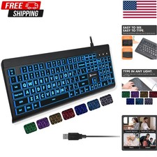 X9 Large Print Backlit Keyboard Big Letters LED USB Wired PC Laptop picture
