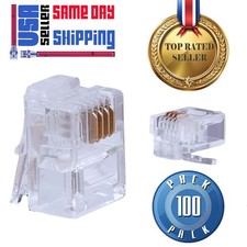 100 Pack - RJ11 6P4C Modular Plug RJ-11 Cat3  picture