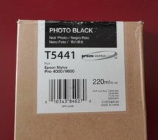 12-2019 New In Box Epson Genuine 220ml Ink T5441 Photo Black Stylus 4000/9600 picture