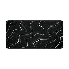 Abstract Topographic Lines Desk Mat Black Wavy Extended Mouse Pad picture
