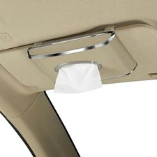 Leather Car Tissue Box Interior MultiFunction Holder Visor Clip Beige Hanging picture