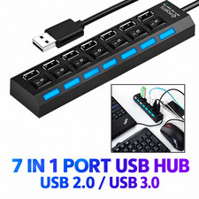 7 Port USB 2.0 / 3.0 Hub Splitter Adapter High Speed For PC Laptop Mac Desktop picture