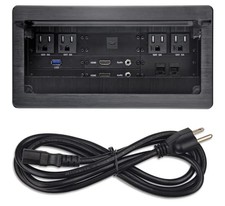 Conference Table Power Brush Connectivity Box with 4 AC Power + 2 RJ45 HDMI CAT6 picture